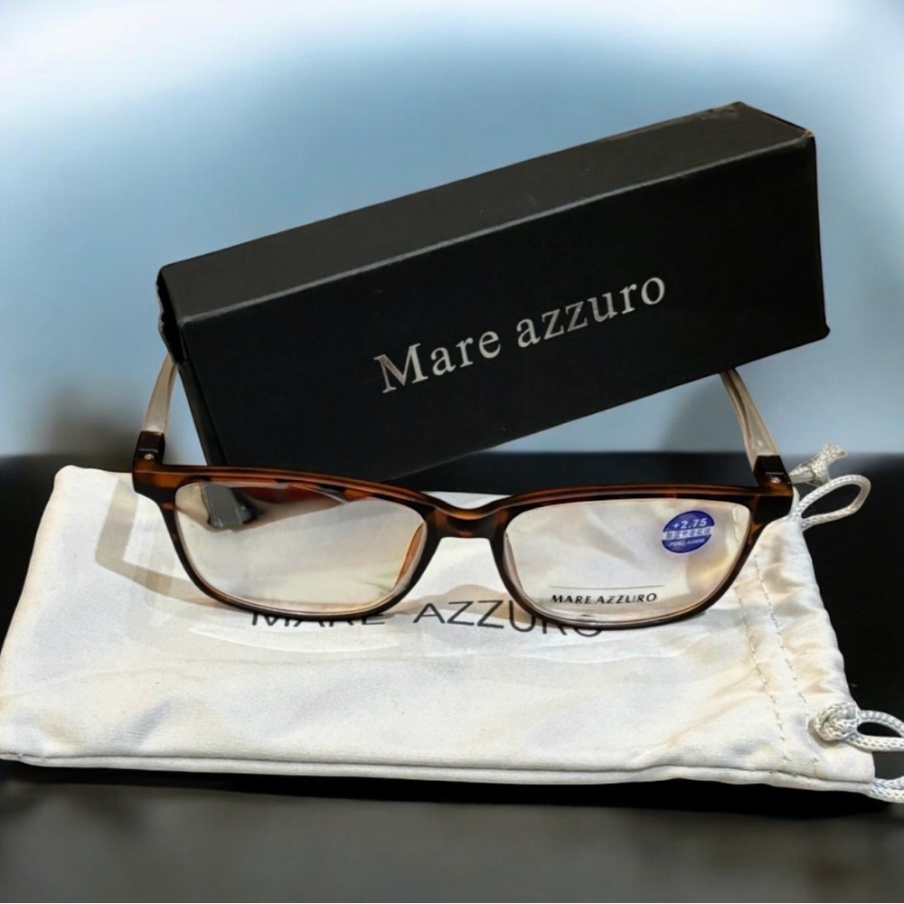 MARE AZZURO Fashion Reading Glasses Women Men Designer Readers Tortoise +2.75